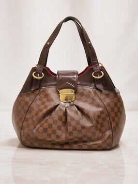 Authentic Louis Vuitton Sistina MM Damier Ebene Shoulder Bag LV Handbag
